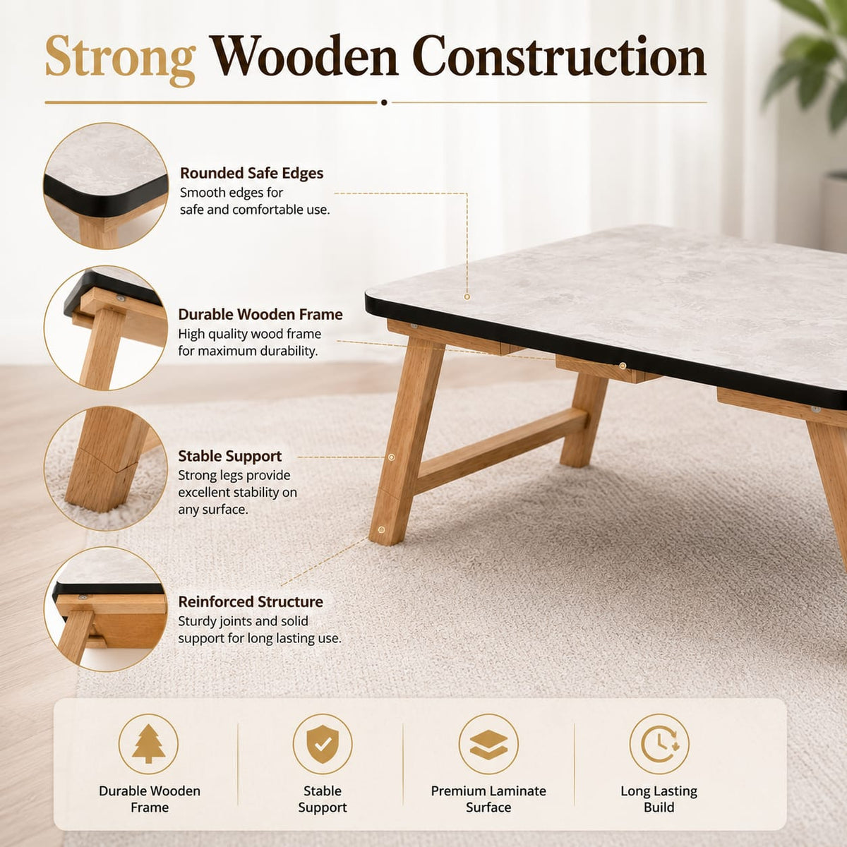 Multi-Purpose Wooden Folding Laptop & Study