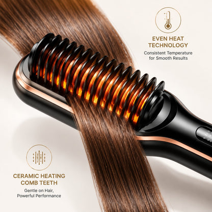 2-in-1 Electric Hair Straightener Brush