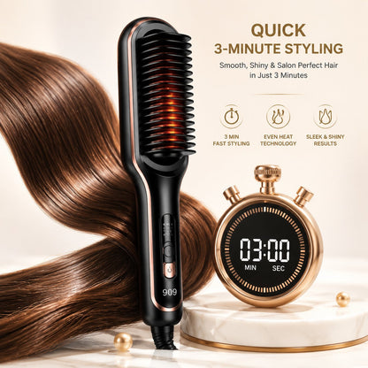 2-in-1 Electric Hair Straightener Brush