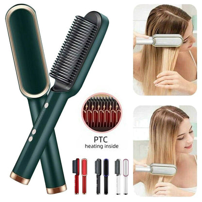 2-in-1 Electric Hair Straightener Brush
