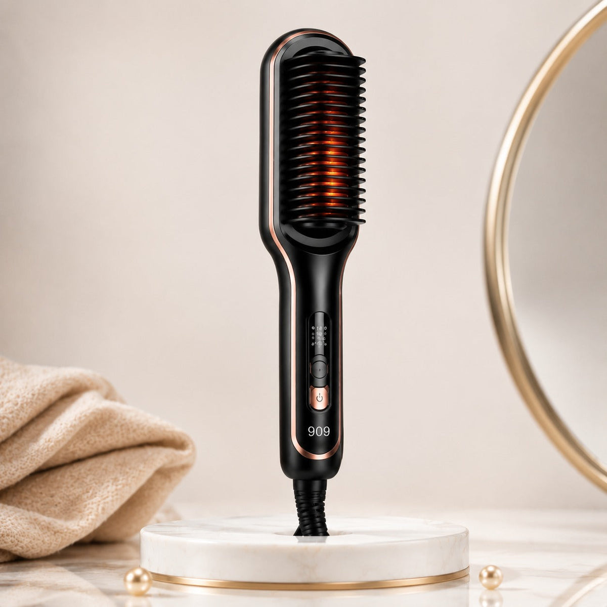2-in-1 Electric Hair Straightener Brush