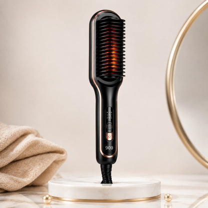 2-in-1 Electric Hair Straightener Brush